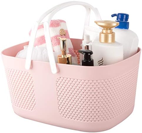 rejomiik Portable Plastic Shower Caddy Basket Organizer with Handles, Pink by rejomiik