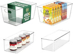 Set of 4 Pantry Organizers and Storage, Clear Plastic Bins(2L+2S) by JOYMEEZO