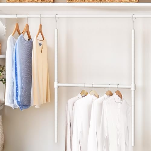 Simple Houseware Adjustable Closet Hanging Rod, White - Image 2