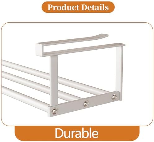 Under-Shelf Expandable Shoe Rack Organizer, White Metal, 40-70cm Width Adjustable, Cabinet Storage for Closet (2 Pcs) - Image 5