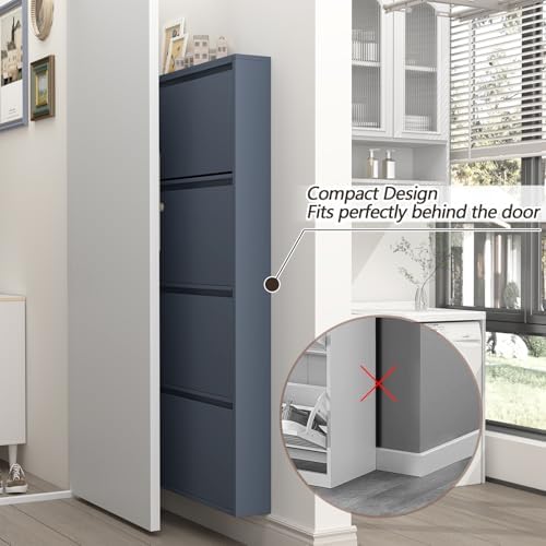 GREATMEET Slim Wall Mounted Metal Storage Cabinet with 4 Flip Drawers - Image 3
