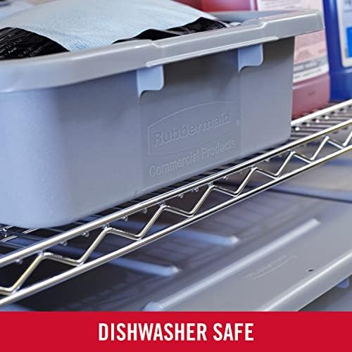 Rubbermaid Commercial Products Standard Bus/Utility Box, 7-Gallon, Gray, Heavy Duty Plastic Restaurant Wash Basin/Dish Washing Tub for Kitchen Organization/Storage - Image 4