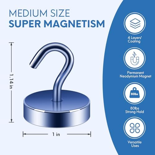 Neosmuk Magnetic Hooks Steel Tube Design for Cruise,80lb+ Navyblue,10 Pack - Image 5