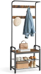 VASAGLE Coat Rack, Hall Tree with Shoe Bench, 4-in-1, 9 Removable Hooks by Unknown
