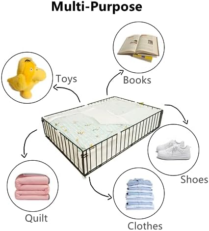 4 PACK Under bed Storage Containers With Wheels,Under bed Basket,Rolling Under Bed Drawer Organizer For Shoes Clothes Books Toys Blankets, - Image 6