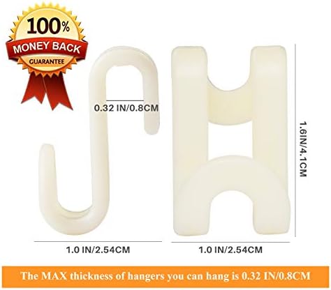 Clothes Hanger Connector Hooks, Outfit Hangers, Hanger Extender Clips, Cascading Hanger Hooks, Velvet Huggable Hangers Accessory, Heavy Duty Space Saving for Closet 60 Pack (Ivory) - Image 2