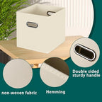 Black Foldable Storage Cubes Bins, Fabric Storage Box Cubes Organizer Baskets with Dual Handles for Home Organizer,Set of 6,(Creamy-White) - Image 7