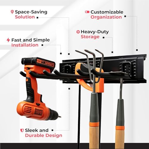 TIDYME Garage Tool Organizer Wall Mount 64", 2 Shelves & 4 Single Hooks - Image 4