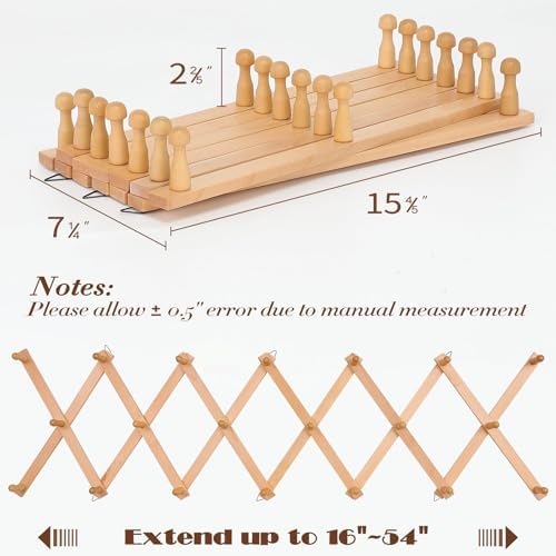 SCUNDA Wall Rack with 20 Hooks, Wooden Wall Expandable Coat Rack for Coat, Hats, Baseball Caps, Coffee Mug, Jewelry(Natural) - Image 5