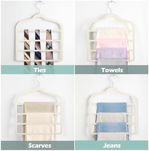 Velvet Pant Clothes Hanger Space Saving Non Slip Hanger Jean Slack Hangers | Multiple Velvet Hanger Closet Organizer Storage and Organization for Jeans,Scarf,Tie(3, Beige) - Image 5
