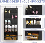 FENTEC 1 Pack Over-the-Door-Shoe-Organizers, Hanging Shoe Organizer with Large Pocket Shoe Holder Hanging Shoe Rack for Closet Shoe Organizer for Wall, Over Door Organizer with 15 Pockets Black - Image 2