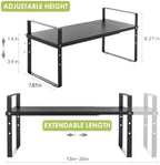 Across-Star Expandable Cabinet Shelf Organizer Rack, Stackable Kitchen Counter Storage Shelves Stand, Adjustable Height Pantry Shelf Spice Rack (Black, 1 Pack) - Image 3