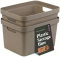 BINO | Plastic Storage Bins, 16 Liter - 2 Pack, Taupe | THE MODERN COLLECTION | Plastic Bins for Organization | Woven Storage Baskets for Organizing | Pantry Shelf Organizer Basket Container Bin by BINO