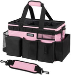 SCAVATA Wearable Cleaning Caddy Bag, Cleaning Caddy Supplies Organizer with Handle & Shoulder Straps for Housekeepers, Under Sink & Car Cleaning Tool Organizers with 4 Foldable Divider (SweetPink) by Tidyyourlife