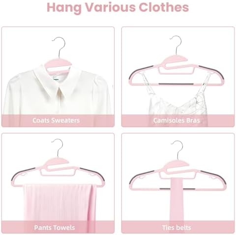 Heavy Duty Plastic Hangers 50 Pack with Non-Slip Design,0.2 Inches Thick,360°Swivel Hook Space Saving Organizer for Bedroom Closet,Shirts,Pants,Strong Enough for Coat(Pink- S Shaped) - Image 5