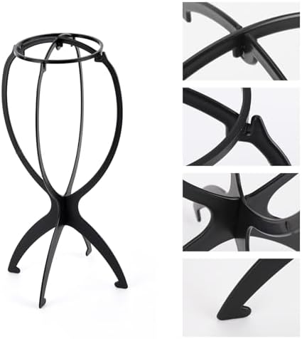 acDesign 6 Pack Wig Stand With 6 Pcs Wig Dust Bag, Wig Head Stand for Women Multiple Wigs Styling and Travel, Black - Image 3