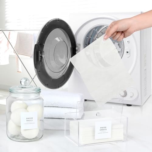 Glass Jars and Dryer Sheet Holder, Dispenser Set with Lids and Labels, Containers for Laundry Room Organization and Storage, Half Gallon Airtight Glass jars, Acrylic Storage Box for Laundry supplies, - Image 6