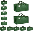 12 Pack-Extra Large Heavy Duty Moving Bags - Waterproof Storage Totes with Handles & Zippers, Foldable for College Dorm, Storage (olive green) by Unknown