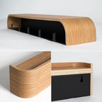 Kazai. Wall-Mounted Coat Rack 'Toke' - Modern Design Coat Rack with Hidden Wall Hooks - Solid Wood Veneer Panel Coat Hanger - Oak - Image 4