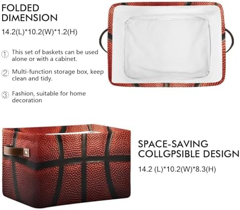 Basketball Print Rectangular Storage Basket Organizer Bin Shelf Baskets For Clothes Gifts For Home Office Dorm - Image 5