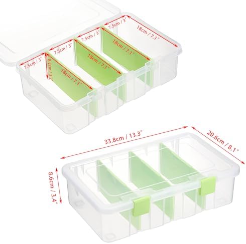 BTSKY Clear Plastic Dividing Storage Box with 4 Compartments Sewing Box - Image 3