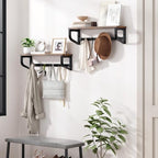 Coat Rack Wall Mount, Wood Wall Shelf with Hooks, Coat Hanger Wall Mount with 4 Metal Hooks, Wall Mounted Coat Rack Organizer for Entryway, Bedroom, Living Room, Room Decor, Brown 2 Pack - Image 7
