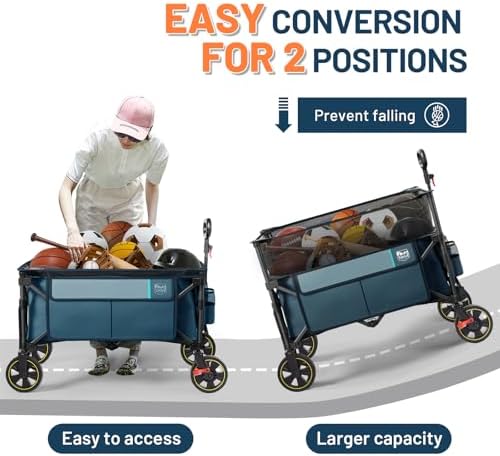 Timber Ridge 350L Extra Large Collapsible Folding Wagon Carts with Brake - Image 3