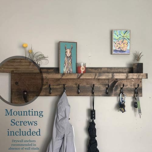 Coat Rack with Shelf Wall Mounted with Storage (Choose Your Length) Towel Rack Entryway Organizer Key Hooks (36" L (9 Hooks)) - Image 3