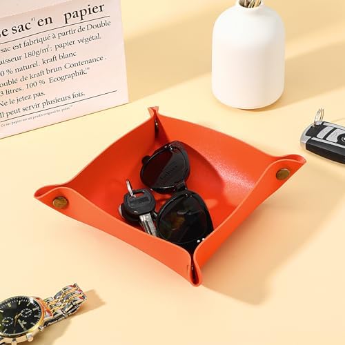 20 Pcs PU Leather Jewelry Valet Tray for Women and Man Portable Catchall Travel Storage Dish Plate Key Tray For Entryway Desk Organizer for Phone, Keys, Glasses, Wallet, Earphone, Watch, Coin - Image 7