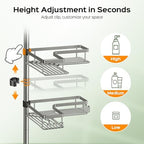 HAMITOR Shower Organizer Tension Pole: 4 Tier L-Shaped Corner Bath Shelf - Image 4