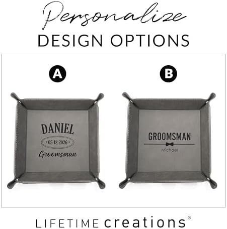 Lifetime Creations Personalized Groomsman Valet Tray - Custom Groomsmen Gifts for Proposal, Engraved Vegan Leather Catchall Wedding Gift for Desk, Dresser (Brown) - Image 6