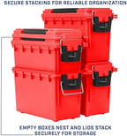 Sheffield 12636 Ammo Storage Box, Stackable .30 Cal Field Boxes, Water and Dust Resistant, Lockable Storage Box with Handle, Secures Hunting Gear, Supplies, and Bullets, Made in USA, Red, (Pack of 6) - Image 6