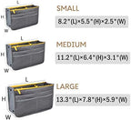 Vercord Purse Organizer Insert for Handbags Bag Organizers Inside Tote Pocketbook Women Nurse Nylon 13 Pockets Grey Medium - Image 3