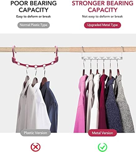 Space Saving Hangers, Shirt Hanger, Metal Hangers for Clothes, Space Saver for Hanging Clothes, Sturdy Metal Wardrobe Organizer, Pack of 10 - Image 4