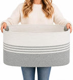 Laundry Hamper with Handles, 72L Rope Laundry Basket, Grey by AINUOQI