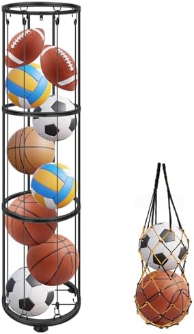 3 Layer Ball Storage Rack Vertical Wall Mount, Garage Basketball Holder by CROSDE