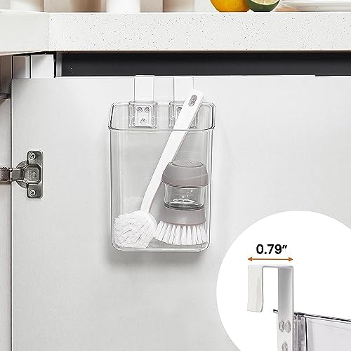 vacane 2 Pack Plastic Over Cabinet Door Organizer with Removable Hooks, Clear Hanging Baskets for Organizing Over the Cabinet Organizer Holder for Kitchen, Bathroom-Hang Outside or Inside Door-M - Image 3