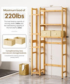 Homde Bamboo Over The Toilet Storage Organizer: Basket and Drawer (Natural) - Image 2
