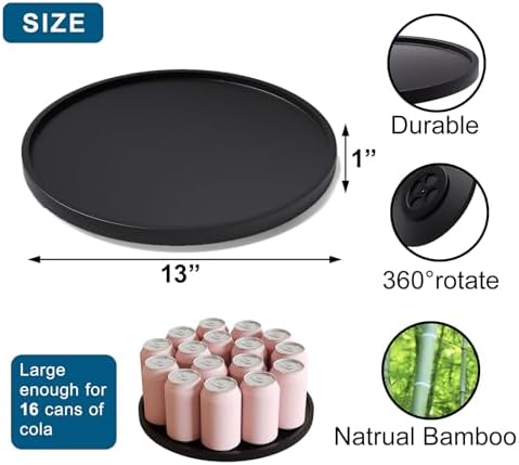 VERTORGAN Lazy Susan Bamboo Organizer for Kitchen,Cabinet,Large(Black) - Image 6