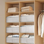 DIMJ Storage Baskets for Shelves 8 Packs - Large Trapezoid Closet Organizer Bins with Handles and Divider, Foldable Clothes Containers Box for Shelf, Towel, Book, Toy, Purse, Grey - Image 6