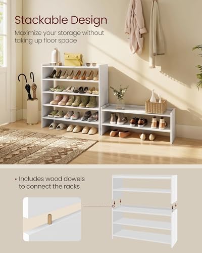 VASAGLE 3-Tier Shoe Rack for Closet, Stackable Shoe Organizer Shelf - Image 5