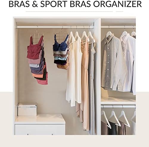 ZEDODIER 4 Pack Tank Top Hanger, Bra Organizer for Closet, Space Saving | 64 Hooks Total, Sturdy Metal, 360° Rotating, Foldable Design, Hanging Closet Organizers and Storage for Apartments and Dorms - Image 3