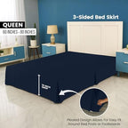 Queen Bed Skirt, Hides Under-Bed Storage 16 Inch Drop, Pleated, Navy - Image 2