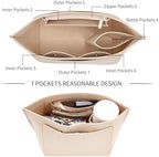 LOUKAYCCI Felt Purse Organizer Insert for Longchamp Le Pliage M Handbag Insert (Medium Beige) - Image 6