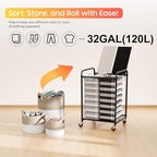 120L Laundry Sorter 2 Section, Rolling Laundry Basket with Wheels ＆ Lid - Image 6