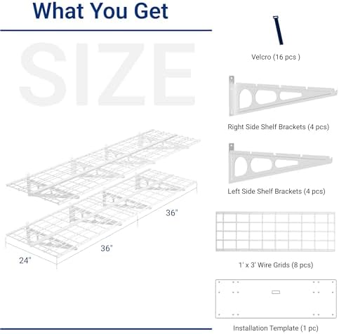 FLEXIMOUNTS 2-Pack 2x6ft Garage Shelving 24-inch-by-72-inch Heavy Duty Wall Mounted Shelves Garage Storage Rack Floating Shelves, 1400lbs Load Capacity, White, Classic Series - Image 3