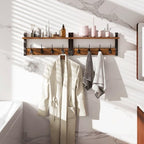 YMYNY Coat Rack Wall Mount with Shelf and Hooks, Rustic Brown UHWS001H-2 - Image 3
