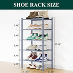 Smiry Bamboo Shoe Rack, 8 Vertical Slats, 5 Tier - 17.3" Wide, Grey - Image 2