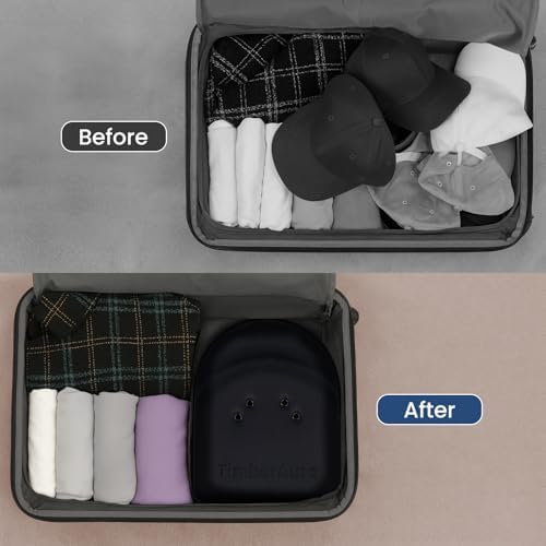 Black Hat Case for Baseball Caps, Sleek Hard Shell Travel Cap Carrier for 6-7 Hats, Breathable Storage Box with Airflow Eyelets for Closet & Home, Water-Resistant 1680D Oxford Cap Organizer - Image 5