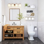 QEEIG ‎Bathroom Shelves Over Toilet - Paper Storage Wall Mounted Farmhouse Decor Decorations Aesthetic Décor Sign Small Floating Shelf 2+1 Set 16 inch, White (020WW) - Image 2